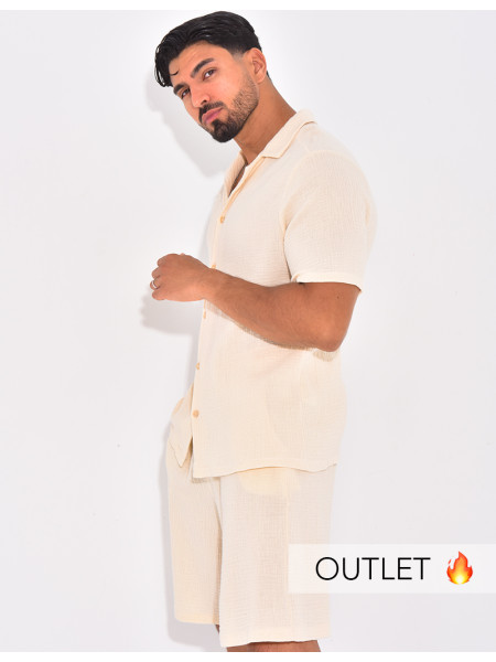 Ensemble short et chemise en gaze de coton