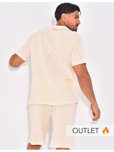 Ensemble short et chemise en gaze de coton