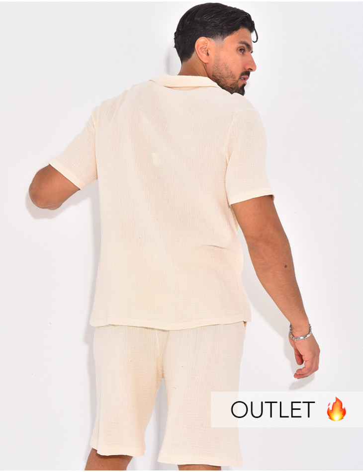 Ensemble short et chemise en gaze de coton