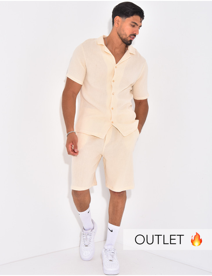 Ensemble short et chemise en gaze de coton