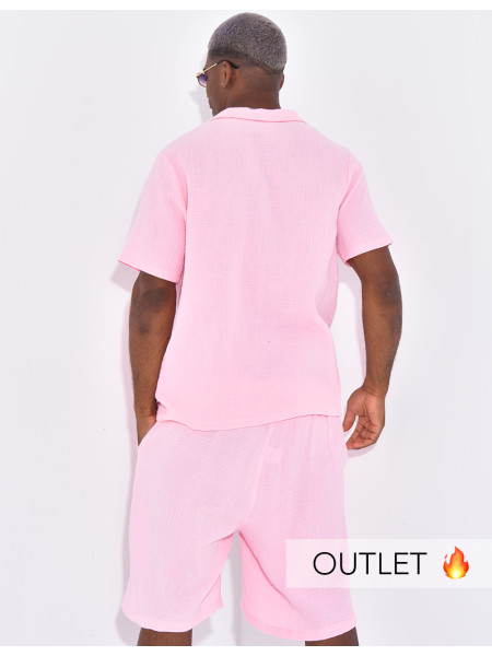 Ensemble short et chemise en gaze de coton