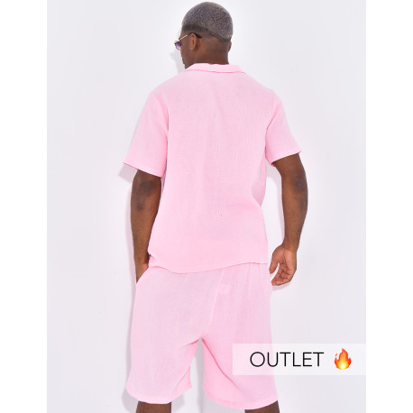 Ensemble short et chemise en gaze de coton