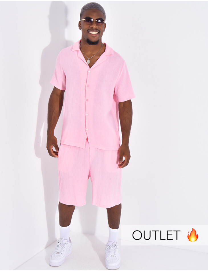 Ensemble short et chemise en gaze de coton