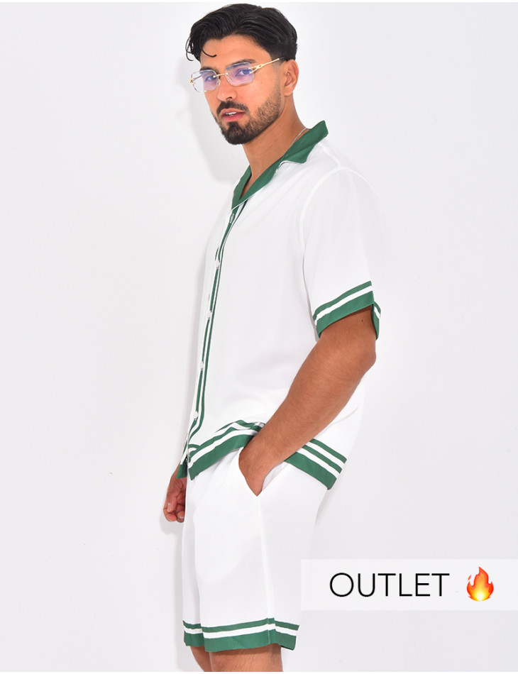 Ensemble short et chemise à bordures contrastantes