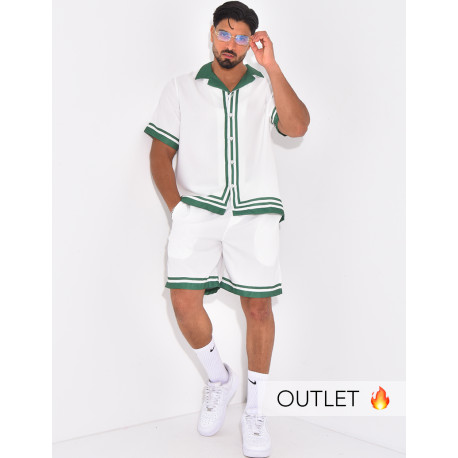 Ensemble short et chemise à bordures contrastantes