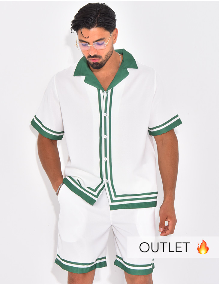 Ensemble short et chemise à bordures contrastantes