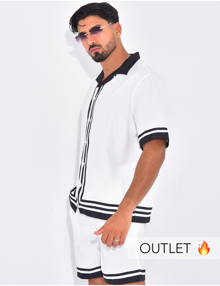 Ensemble short et chemise à bordures contrastantes