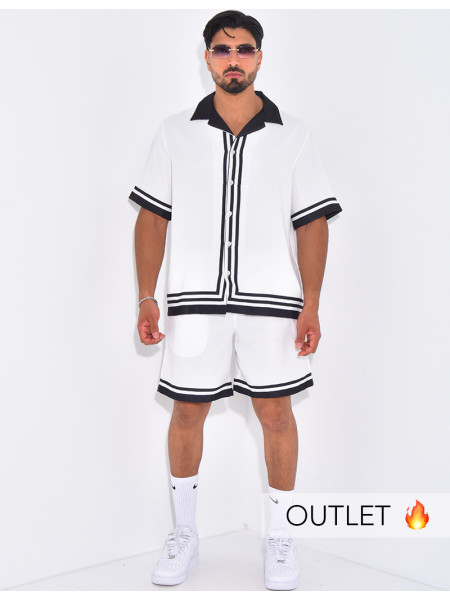 Ensemble short et chemise à bordures contrastantes