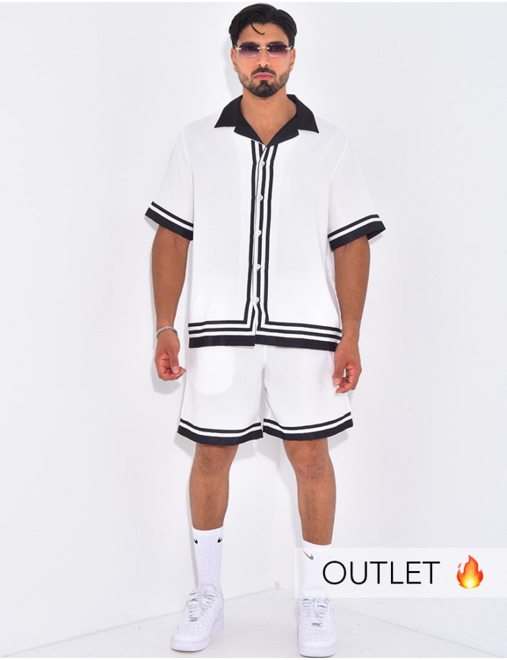 Ensemble short et chemise à bordures contrastantes