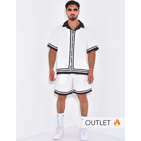 Ensemble short et chemise à bordures contrastantes
