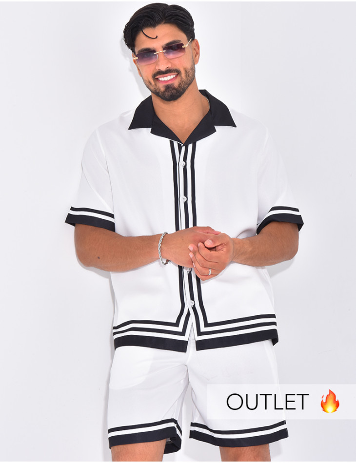 Ensemble short et chemise à bordures contrastantes