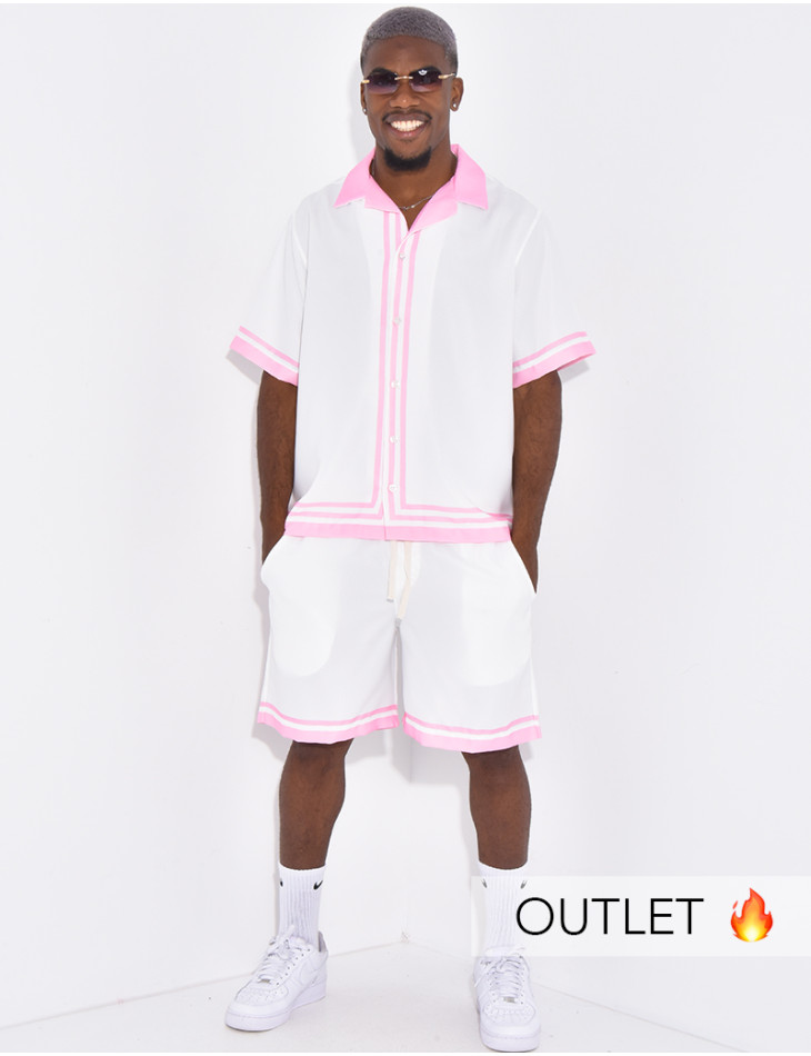 Ensemble short et chemise à bordures contrastantes