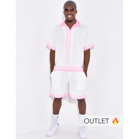 Ensemble short et chemise à bordures contrastantes