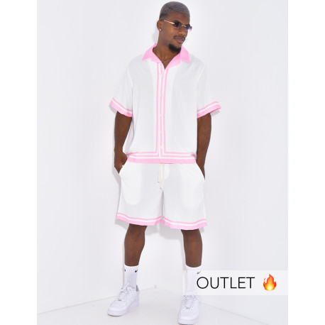Ensemble short et chemise à bordures contrastantes