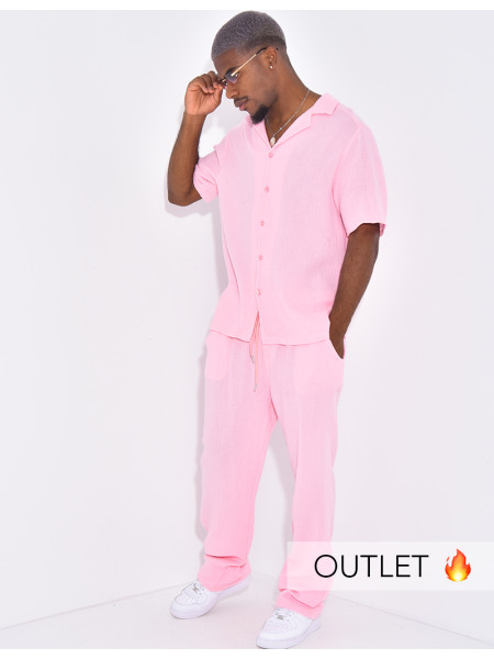 Ensemble pantalon et chemise en gaze de coton
