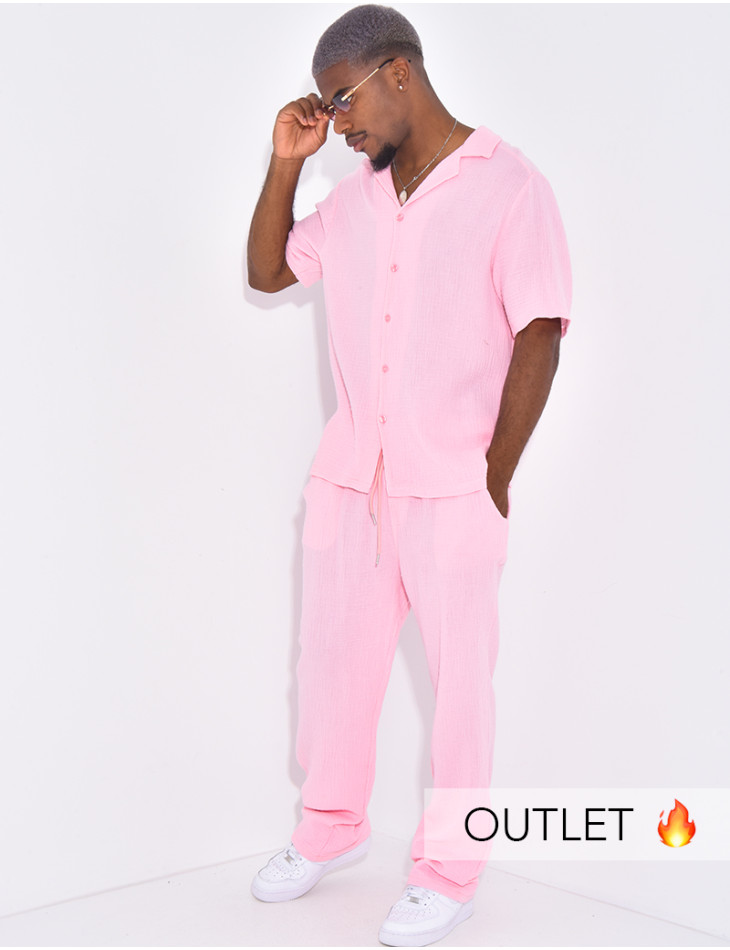 Ensemble pantalon et chemise en gaze de coton