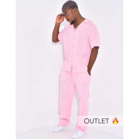 Ensemble pantalon et chemise en gaze de coton