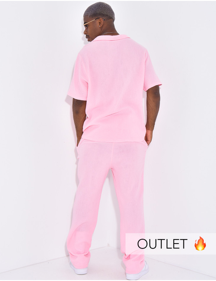 Ensemble pantalon et chemise en gaze de coton