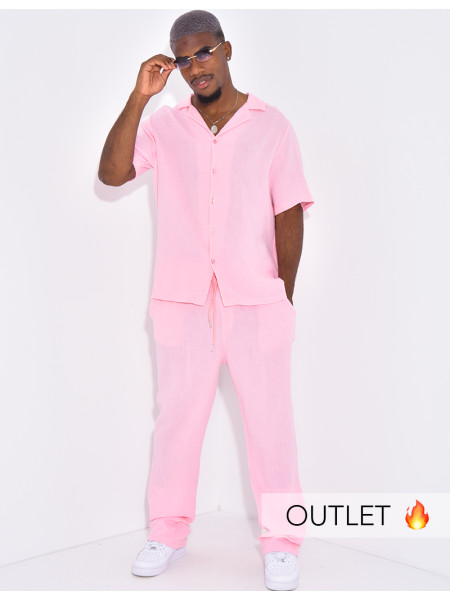 Ensemble pantalon et chemise en gaze de coton