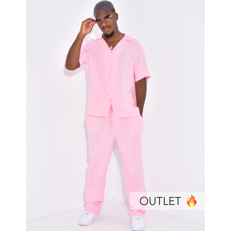 Ensemble pantalon et chemise en gaze de coton