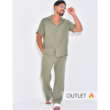 Ensemble pantalon et chemise en gaze de coton