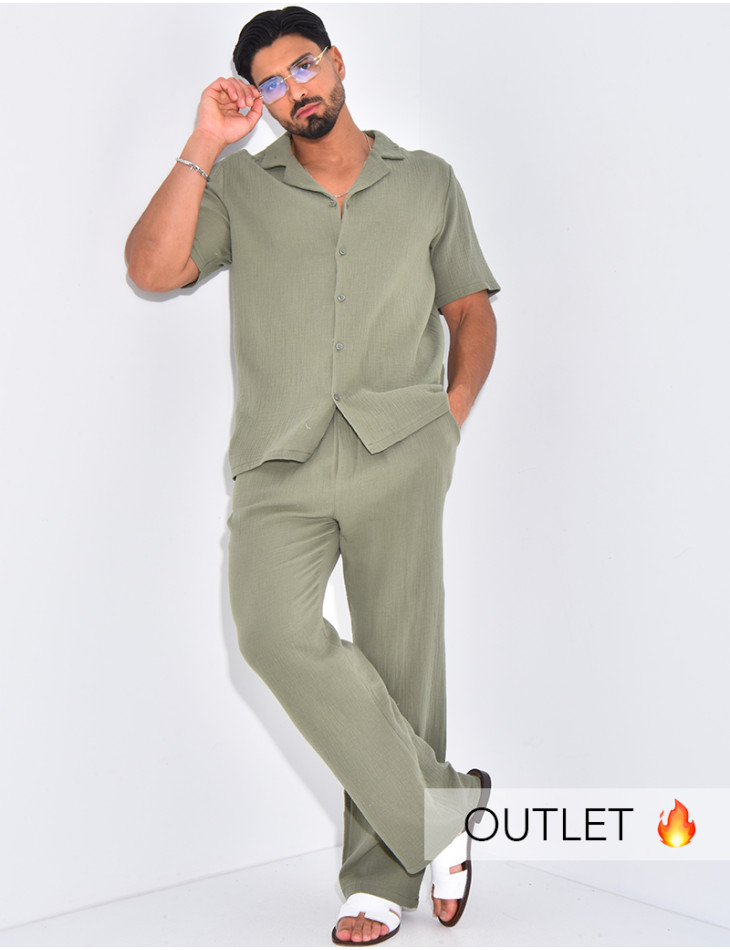 Ensemble pantalon et chemise en gaze de coton