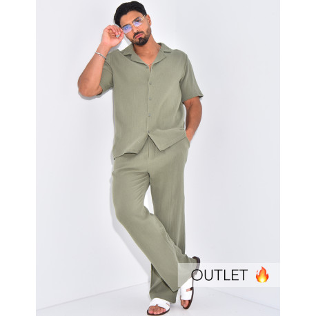 Ensemble pantalon et chemise en gaze de coton