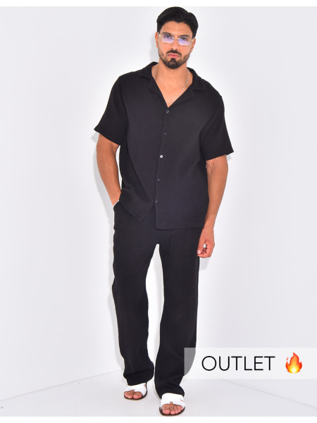 Ensemble pantalon et chemise en gaze de coton