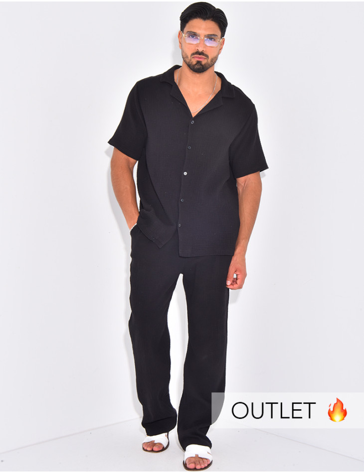 Ensemble pantalon et chemise en gaze de coton