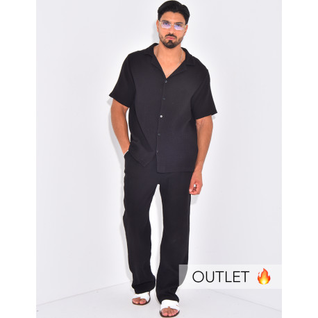 Ensemble pantalon et chemise en gaze de coton