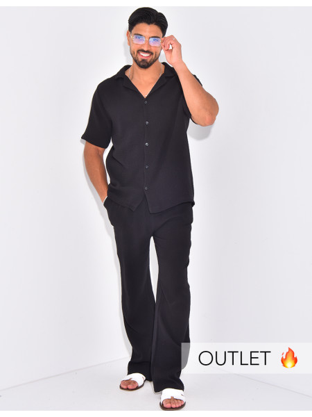 Ensemble pantalon et chemise en gaze de coton