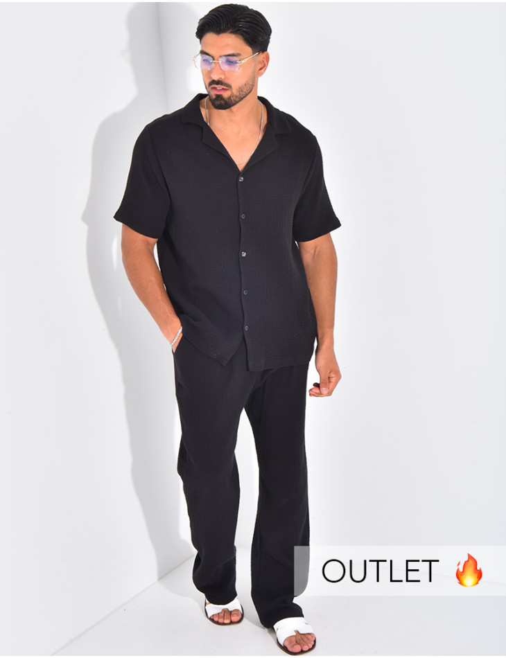 Ensemble pantalon et chemise en gaze de coton