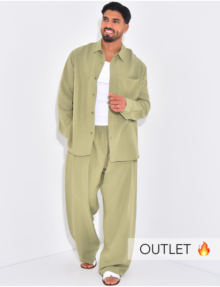 Ensemble en lin pantalon et chemise manches longues