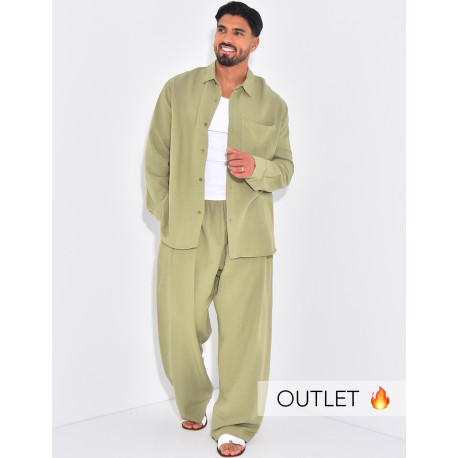 Ensemble en lin pantalon et chemise manches longues