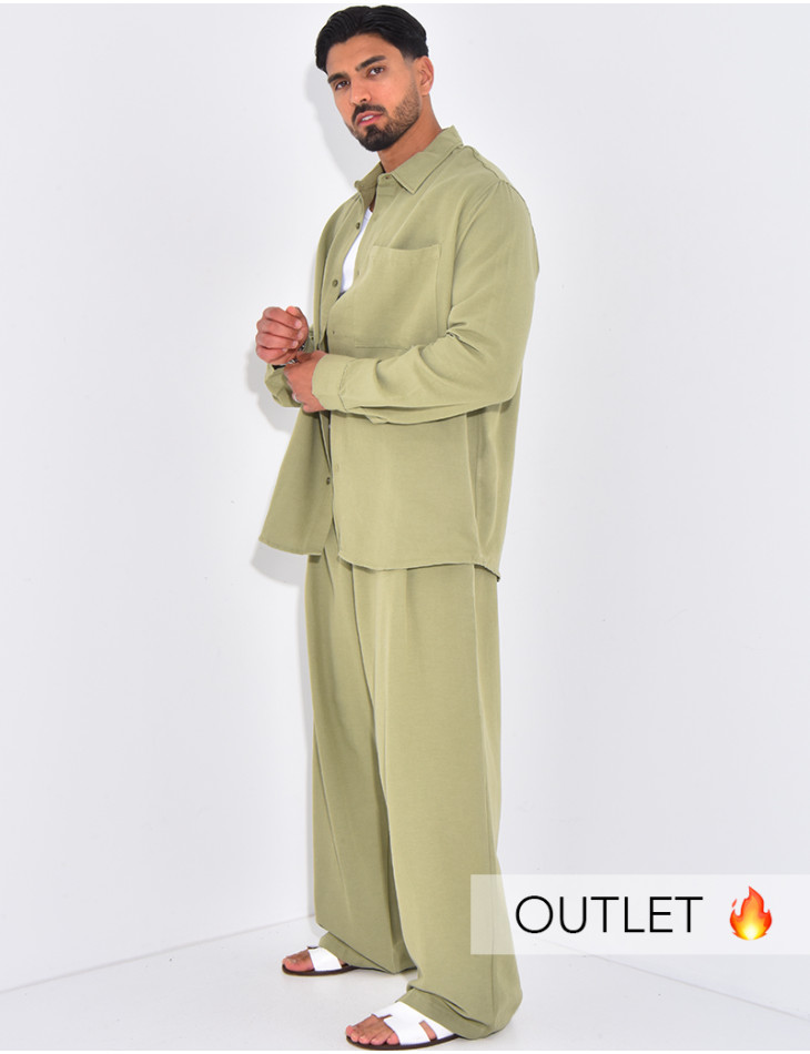 Ensemble en lin pantalon et chemise manches longues