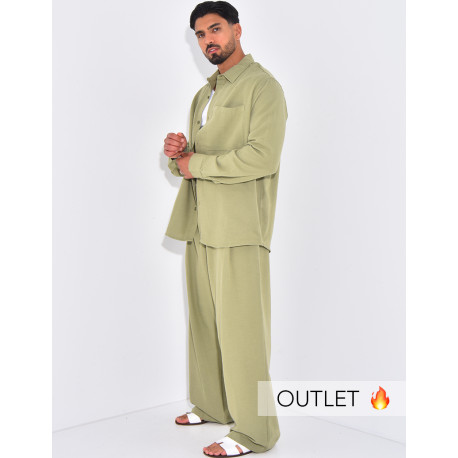 Ensemble en lin pantalon et chemise manches longues