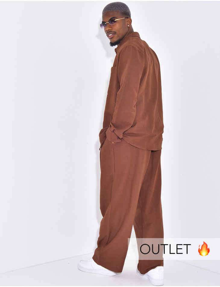 Ensemble en lin pantalon et chemise manches longues