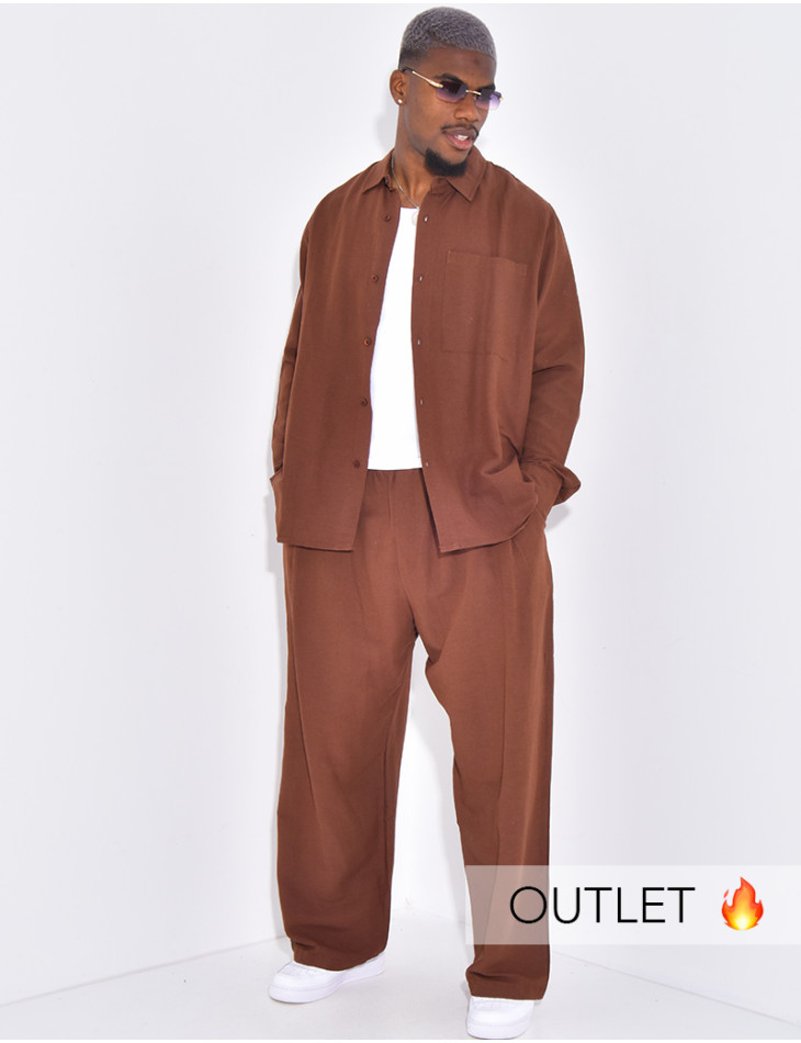 Ensemble en lin pantalon et chemise manches longues