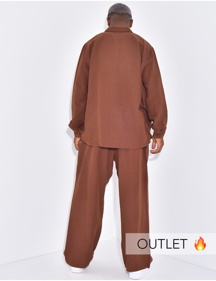 Ensemble en lin pantalon et chemise manches longues