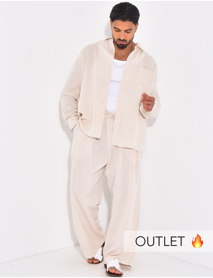 Ensemble en lin pantalon et chemise manches longues
