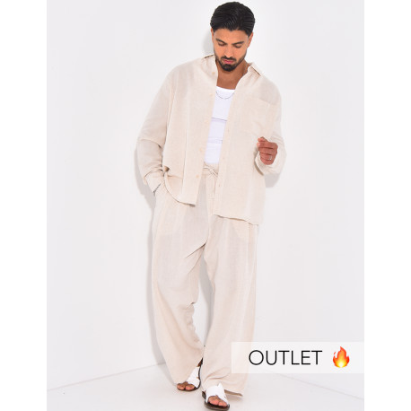 Ensemble en lin pantalon et chemise manches longues