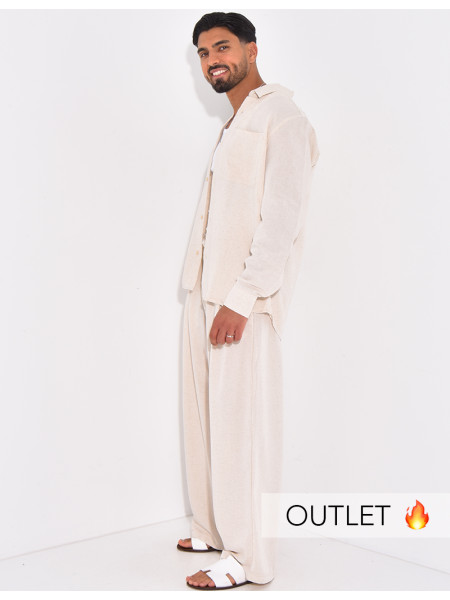 Ensemble en lin pantalon et chemise manches longues