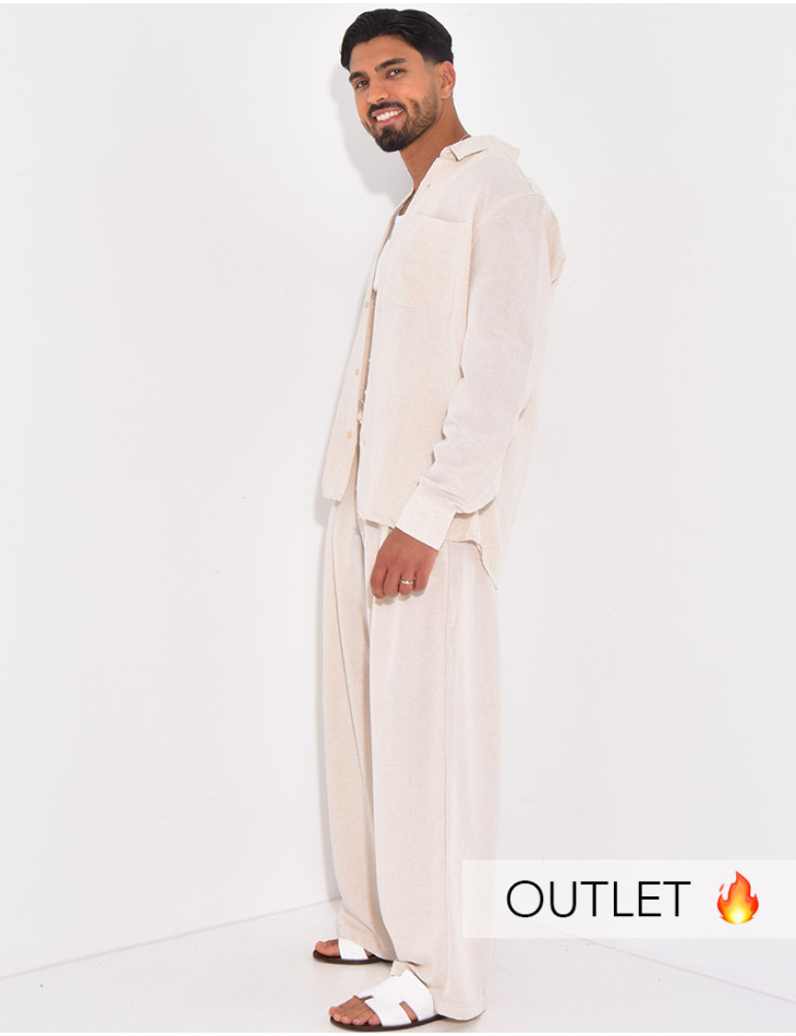 Ensemble en lin pantalon et chemise manches longues