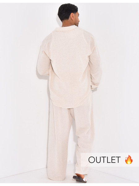 Ensemble en lin pantalon et chemise manches longues