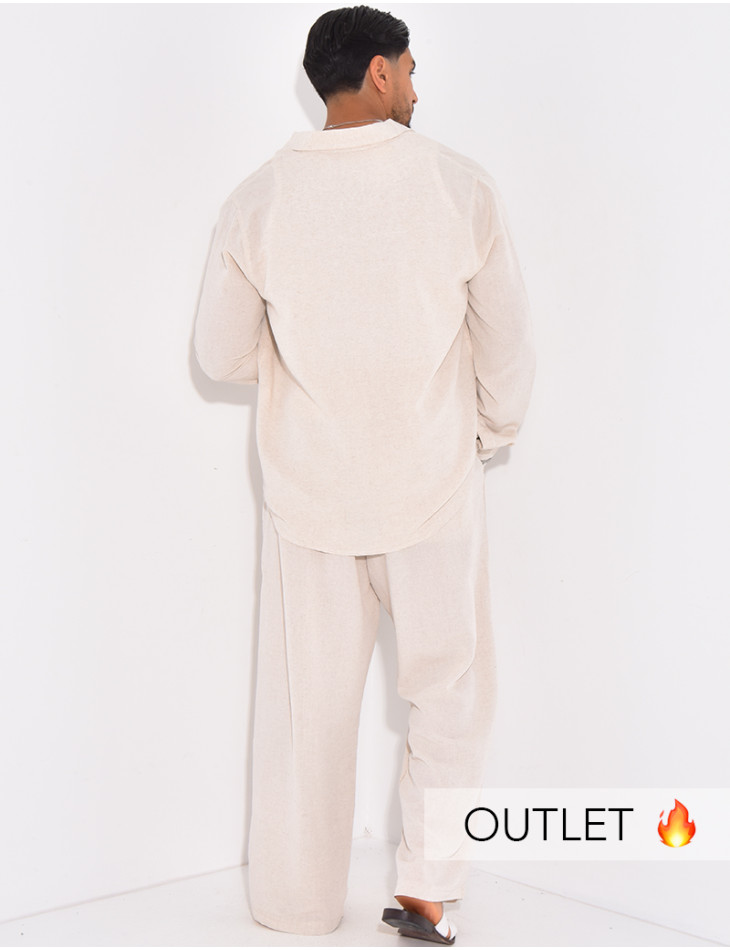 Ensemble en lin pantalon et chemise manches longues