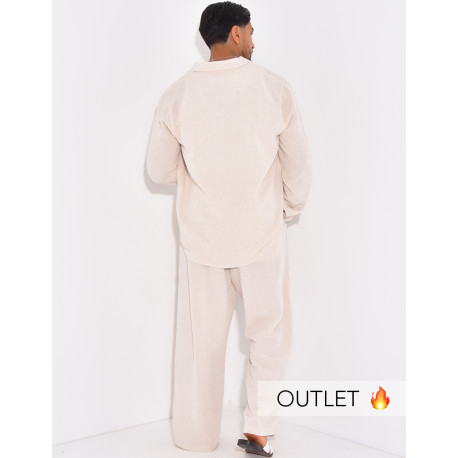 Ensemble en lin pantalon et chemise manches longues