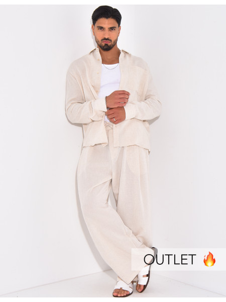 Ensemble en lin pantalon et chemise manches longues
