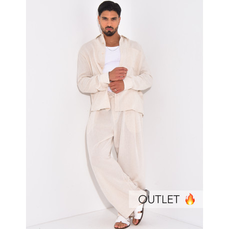 Ensemble en lin pantalon et chemise manches longues