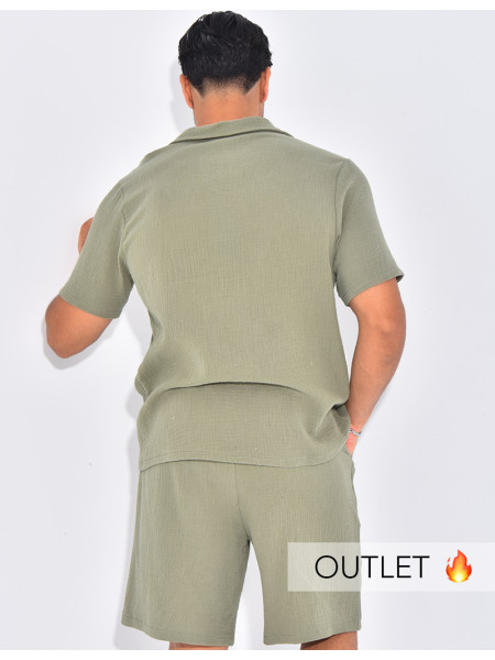 Ensemble short et chemise en gaze de coton
