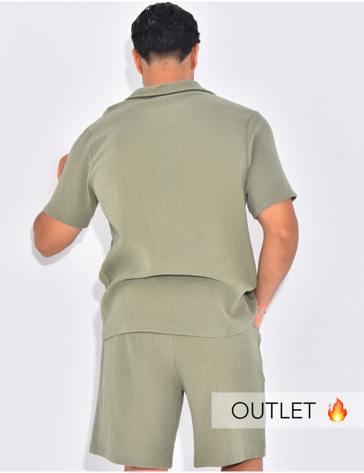 Ensemble short et chemise en gaze de coton